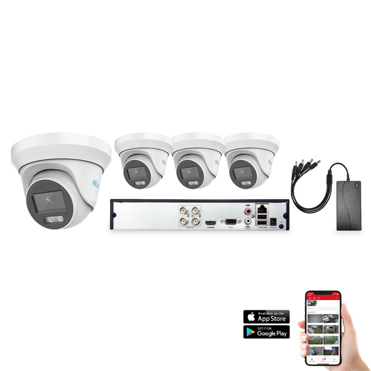 HiLook by Hikvision ColorVu 4 Camera 4ch AoC 3K 40M CCTV Kit (HI-KIT-TVI-COL-3K-40M-4)