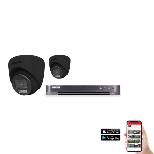 Hikvision POC Hybrid ColorVu 2 Camera 4ch 3K 40M CCTV Kit - Black (HIK-KIT-POC-HYB-3K-2-BK)