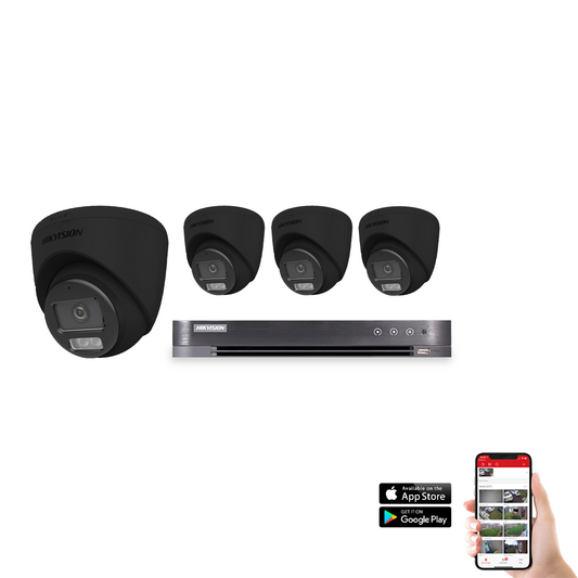 Hikvision POC Hybrid ColorVu 4 Camera 4ch 3K 40M CCTV Kit - Black (HIK-KIT-POC-HYB-3K-4-BK)