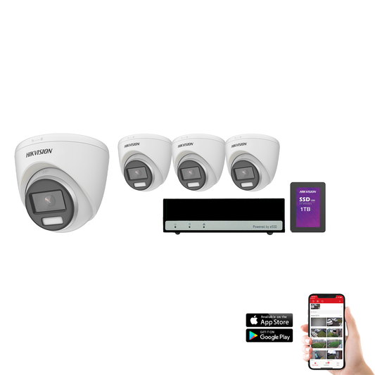 Hikvision ColorVu 4 Camera 4ch 3K 40M CCTV Kit (HIK-KIT-TVI-COL-3K-KF3T-4)